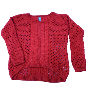 Red Cable Knit Women's Sweater Size Medium